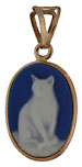 14kt framed porcelain kitty cat feline cameo jewelry necklace