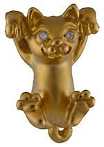 14kt gold cat with diamond eyes hanging around your neck! cat jewelry pendant