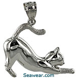 14kt white gold outstretched cat necklace jewelry pendant