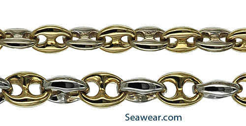 14kt puffed mariner anchor link in white or yellow gold