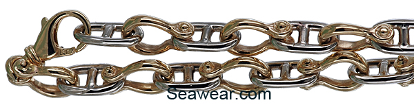 anchor link and shackle chain in two tone gold