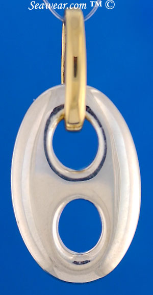 gold and silver ship anchor link pendant