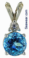 Stuller white gold pendant with swiss blue topaz and white topaz