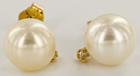 8mm pearl and diamond earrings