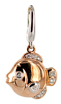 14kt rose gold and diamond fish necklace