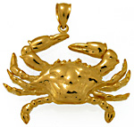 large 14kt bay crab jewelry pendant