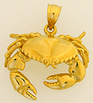 14k stone crab gold necklace pendant