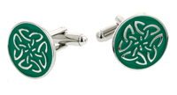 green enamel Celtic knot cufflinks