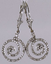 14kt white gold Newgrange spiral diamond earrings