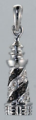 14kt Cape Hatteras lighthouse with black and white diamonds