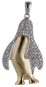 14kt penguin with .20cts of diamonds