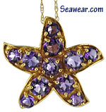 gold amethyst starfish necklace