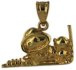 gold jewelry scuba diver diving charms pendants 