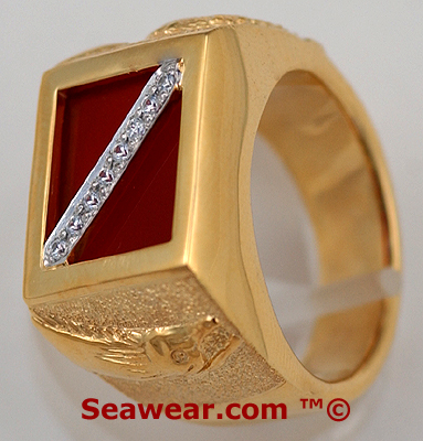 high polish and craftsmanship of the diver down flag ring