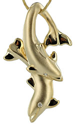 dolphin lovers pendant with diamond eyes