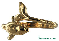 14k gold dolphin wrap ring