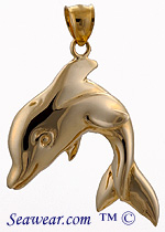 14kt dolphin pendant with 'heres looking at you" eyes!