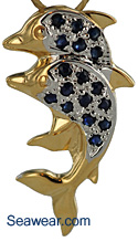 14kt gold dolphins with sapphires