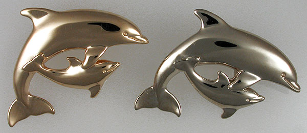 14kt gold mother and baby dolphin jewelry