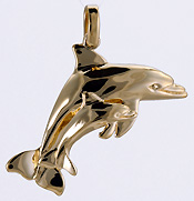 14kt mother and child dolphin in high polish