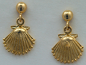 ball drop dangle scallop shell earrings