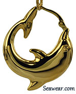 14kt gold puffed dolphin earrings in four sizes