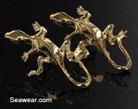 14kt gold gecko post earrings