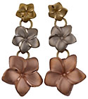 3 blossom Hawaiian tri color earrings