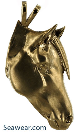arabian horse head pendant 14k gold