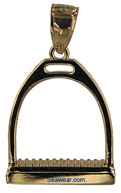 14k gold large English stirrup pendant