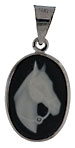14kt white gold framed black and white porcelain horse cameo pendant