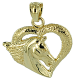 gold horse heart necklace charm