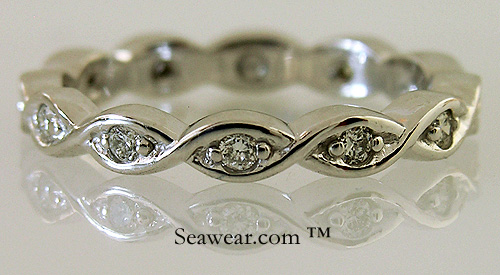 white gold diamond Celtic wedding band