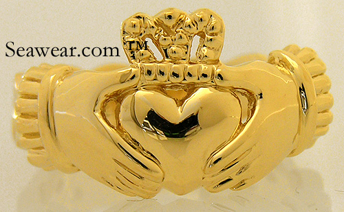 14kt yellow gold Celtic Claddagh ring