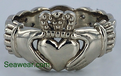 white gold celtic claddagh ring