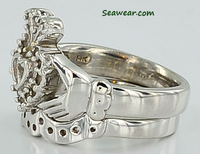 white gold Claddagh ring wedding bands