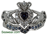 Claddagh wedding set with color changing alexandrite
