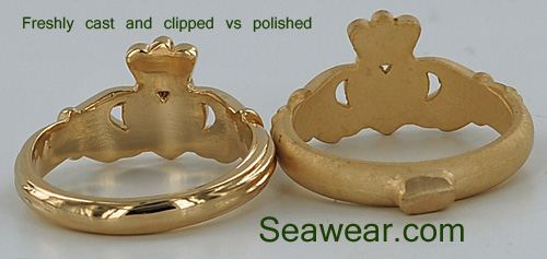 lost wax cast Claddagh rings