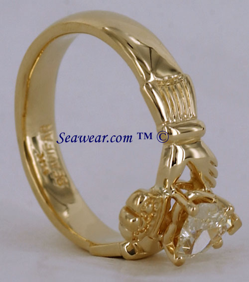thickness and comfort fit profile of Claddagh engagement ring