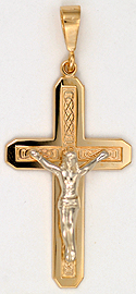 14kt yellow gold Celtic knot cross with white gold crucifix