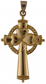 14k Saint Patrick shamrock cross
