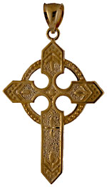 14k gold scottish thistle celtic cross