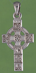 14kt white gold Celtic design panel cross