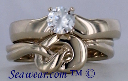 Irish love knot wedding band and engagement ring