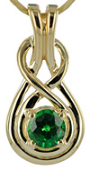 14kt Celtic love knot pendant with 1/2ct Tsavorite gem quality