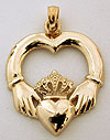 14k Claddagh necklace pendant and heart