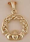 hand tied Celtic knots and Claddagh charm