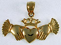 short cuffed hands holding claddagh heart and crown