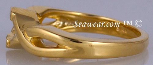 14k gold Celtic weave engagement ring side view
