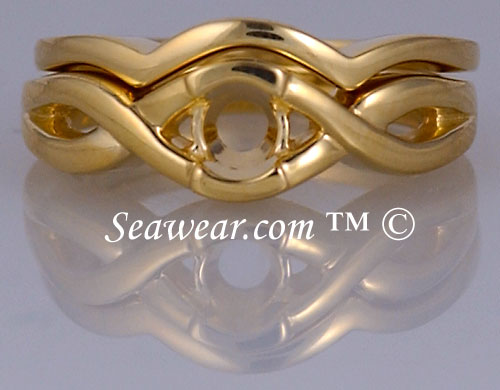 14k gold Celtic engagement ring and wedding band set